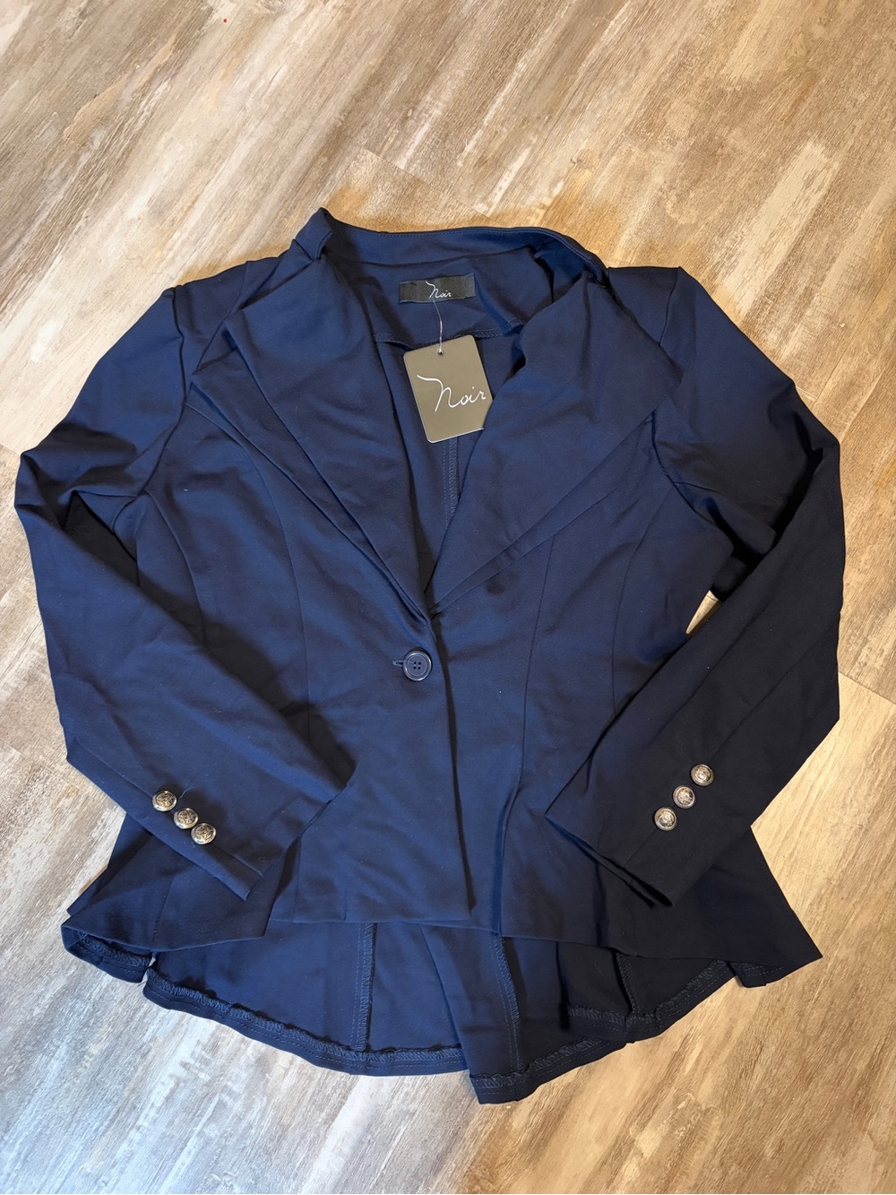 Nordstrom lord & Taylor nOir Jewelry Women's Navy Single-Button Blazer peplum